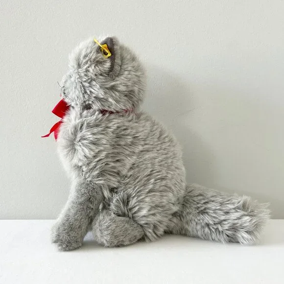STEIFF Persian Cat Plush Minka Blue Eyes 10” Gray Stuffed Toy Ear Tag W Germany